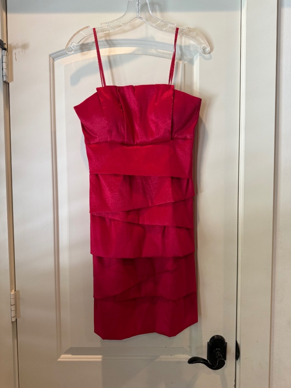Max & Cleo Cherry Pink Tiered Ruffle Cocktail Dress Size 6 NWT